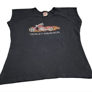 Harley Davidson Tee Shirt Glitter Sparkle Motorcycle T Top Women's Size Medium